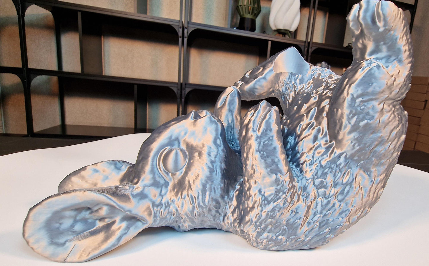 Silver Laying Down Rabbit Wine Holder | Unique Wine Rack | Rabbit Figurine Decor | Perfect Gift for Animal Lovers