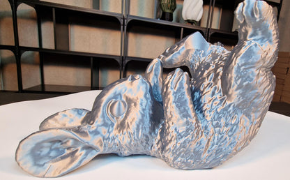 Silver Laying Down Rabbit Wine Holder | Unique Wine Rack | Rabbit Figurine Decor | Perfect Gift for Animal Lovers