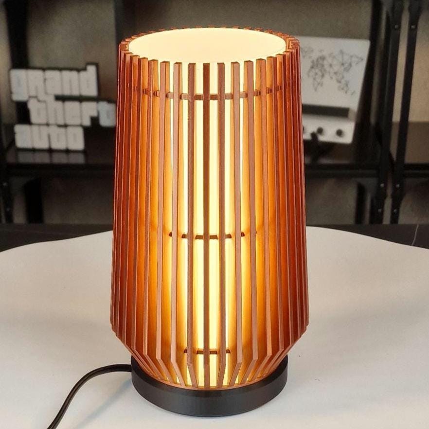 Slatted Bronze/Black LED Dimmable Table Lamp