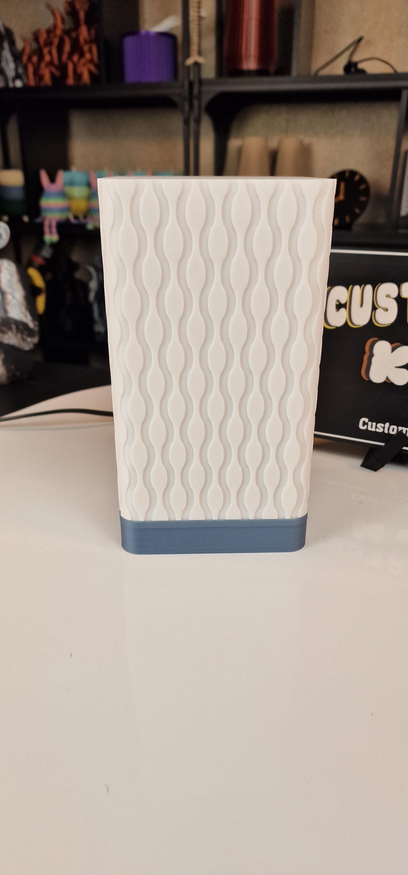 Retro Wave Table Lamp With Dimmable LED Bulb For Home Decor Jade Blue Base