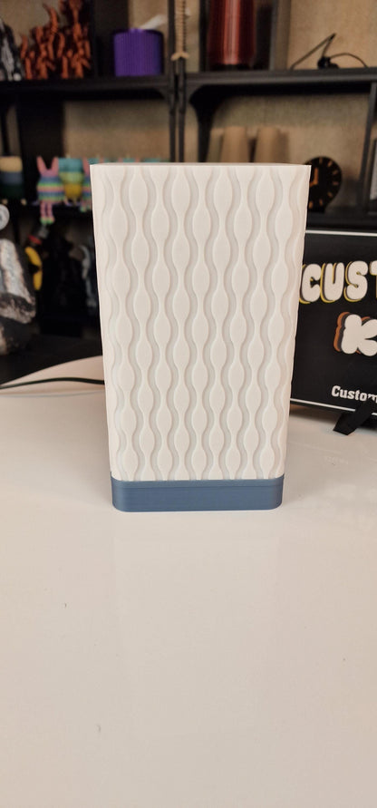 Retro Wave Table Lamp With Dimmable LED Bulb For Home Decor Jade Blue Base