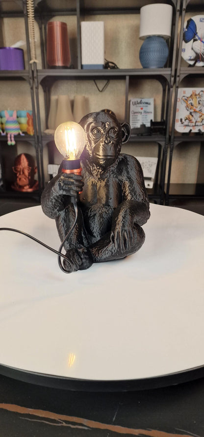 Eco Friendly Black Monkey Table Lamp Dimmable With E14 LED Bulb For Home Decor