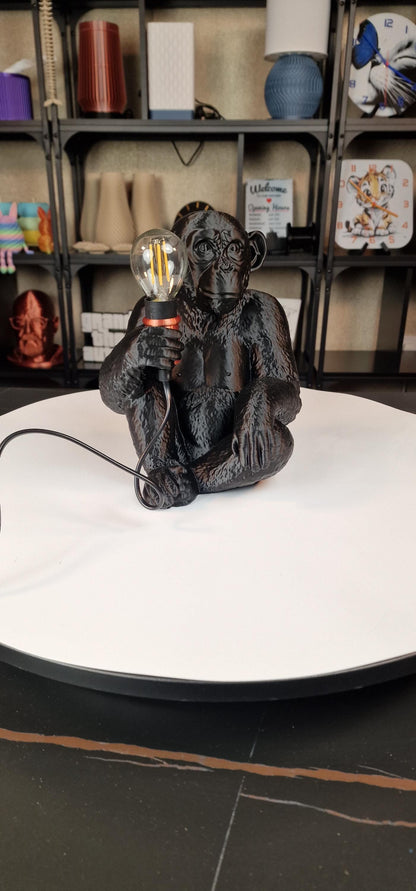 Eco Friendly Black Monkey Table Lamp Dimmable With E14 LED Bulb For Home Decor