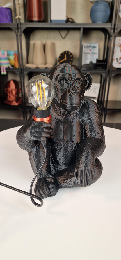 Eco Friendly Black Monkey Table Lamp Dimmable With E14 LED Bulb For Home Decor
