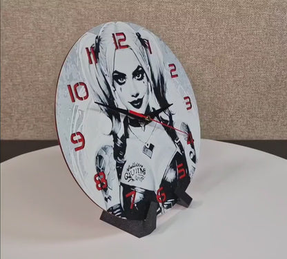 Harley Quinn 3D Printed Wall Clock | Comic Villain Decor | Handmade UK Gift | PLA Material | Silent Quartz Movement