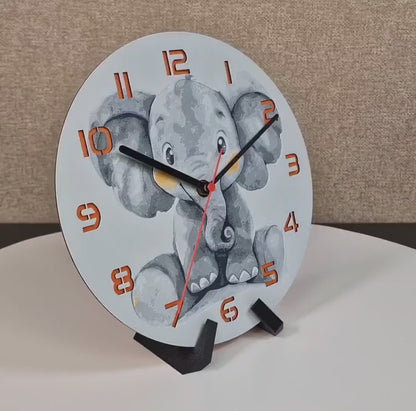Cute Elephant 3D Printed Wall Clock | PLA Material | Nursery Décor | Handmade UK Gift | Silent Quartz Movement